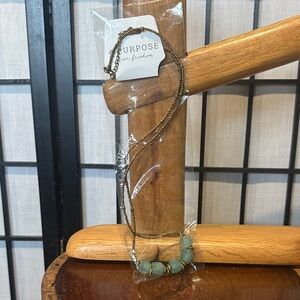 Purpose wear freedom Long Bronze Beaded Necklace Blue NEW Blue Sea Glass